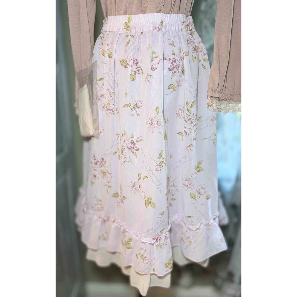 Axes Femme Ruffle Blouse Classical Rose Skirt Set Himekaji Coquette Shoujo Girl - Picture 6 of 16